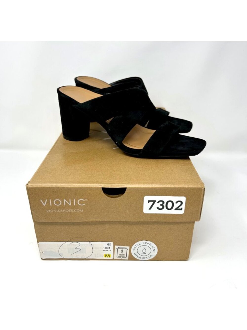 Vionic Merlot Women's Black Suede Slide Sandals Size 7.5 W Arch Support Comfort - Picture 2 of 9